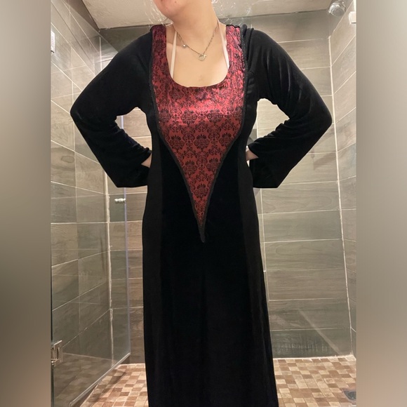 Cykxtees Black And Red Goth Maxi Dress - Picture 2 of 8